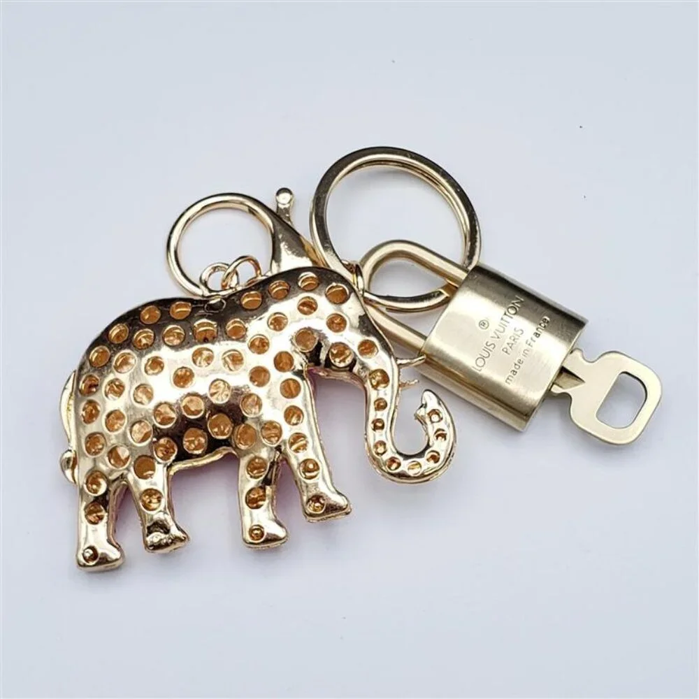LV Gold Padlock 🔑 Authentic Louis Vuitton Charm + Unbranded Elephant Keychain